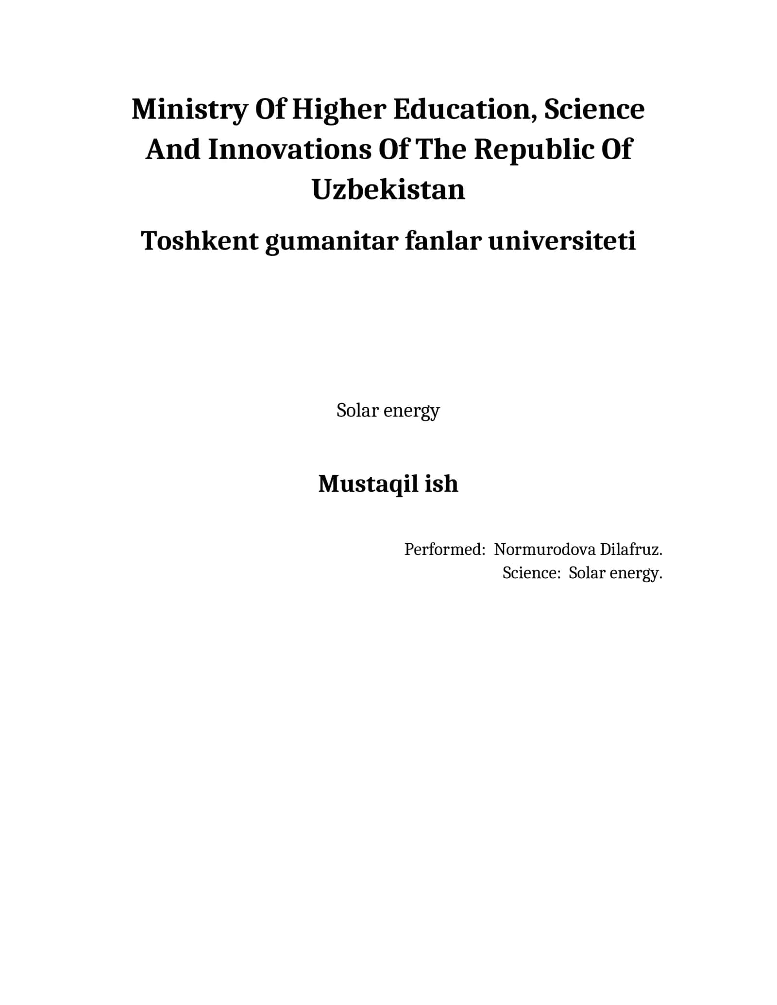 Solar energy