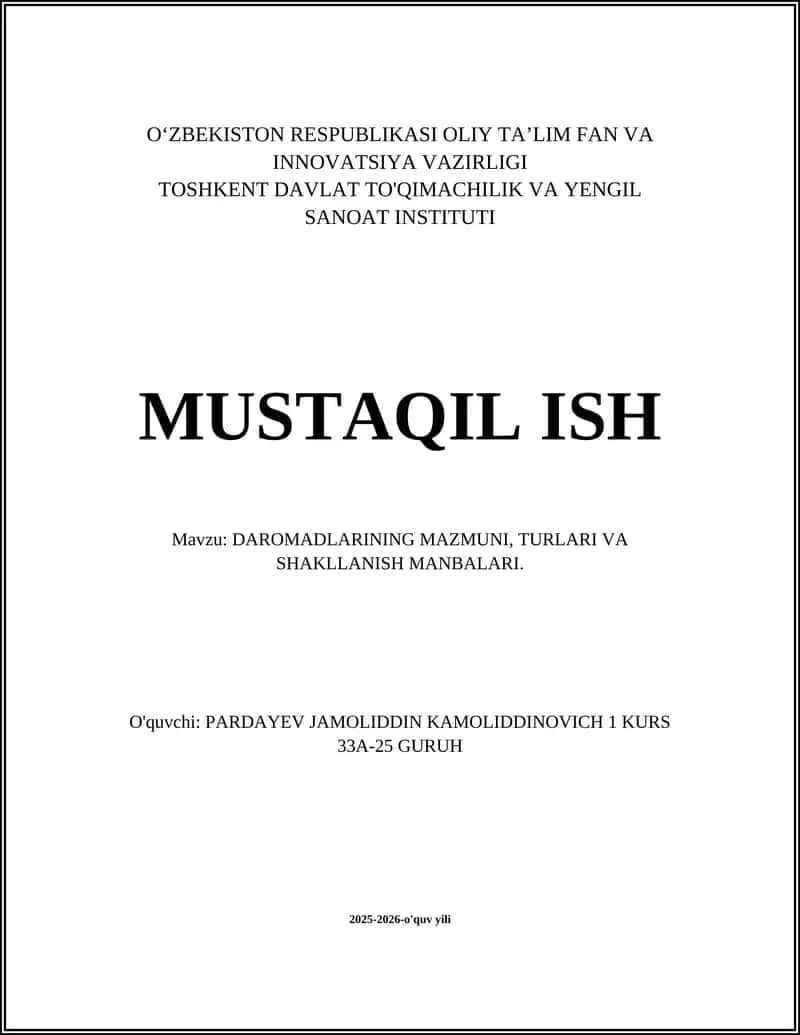 DAROMADLARINING MAZMUNI, TURLARI VA SHAKLLANISH MANBALARI