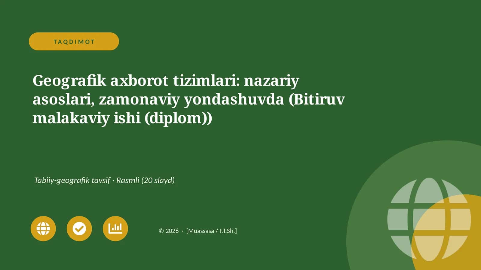 Geografik axborot tizimlari: nazariy asoslari, zamonaviy yondashuvda (Bitiruv malakaviy ishi (diplom))