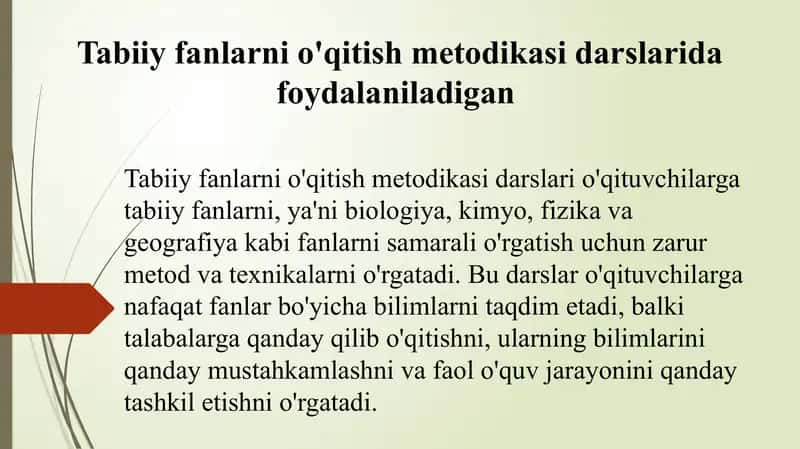 Tabiiy fanlarning oʻqiti metodikasi