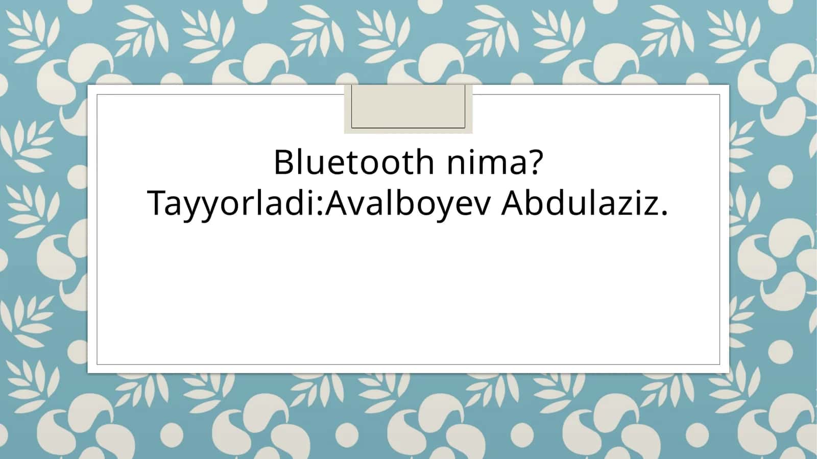 Bluetooth nima?