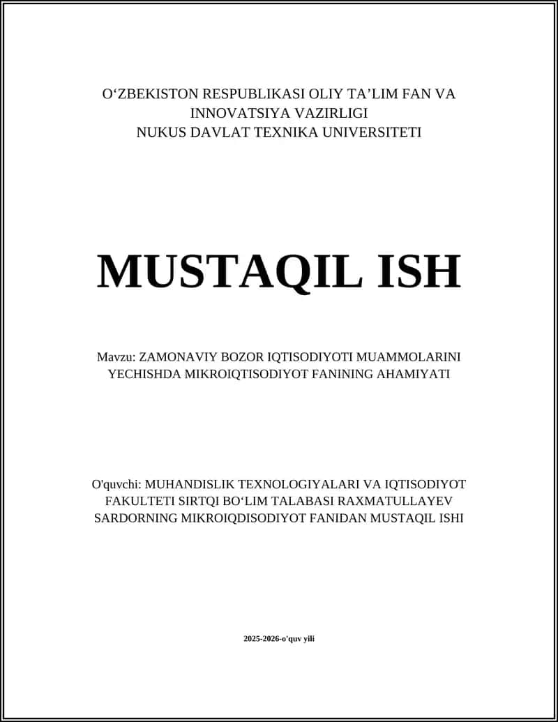 Mikroiqtisodiyot fanining ahmiyatini tushuntirish