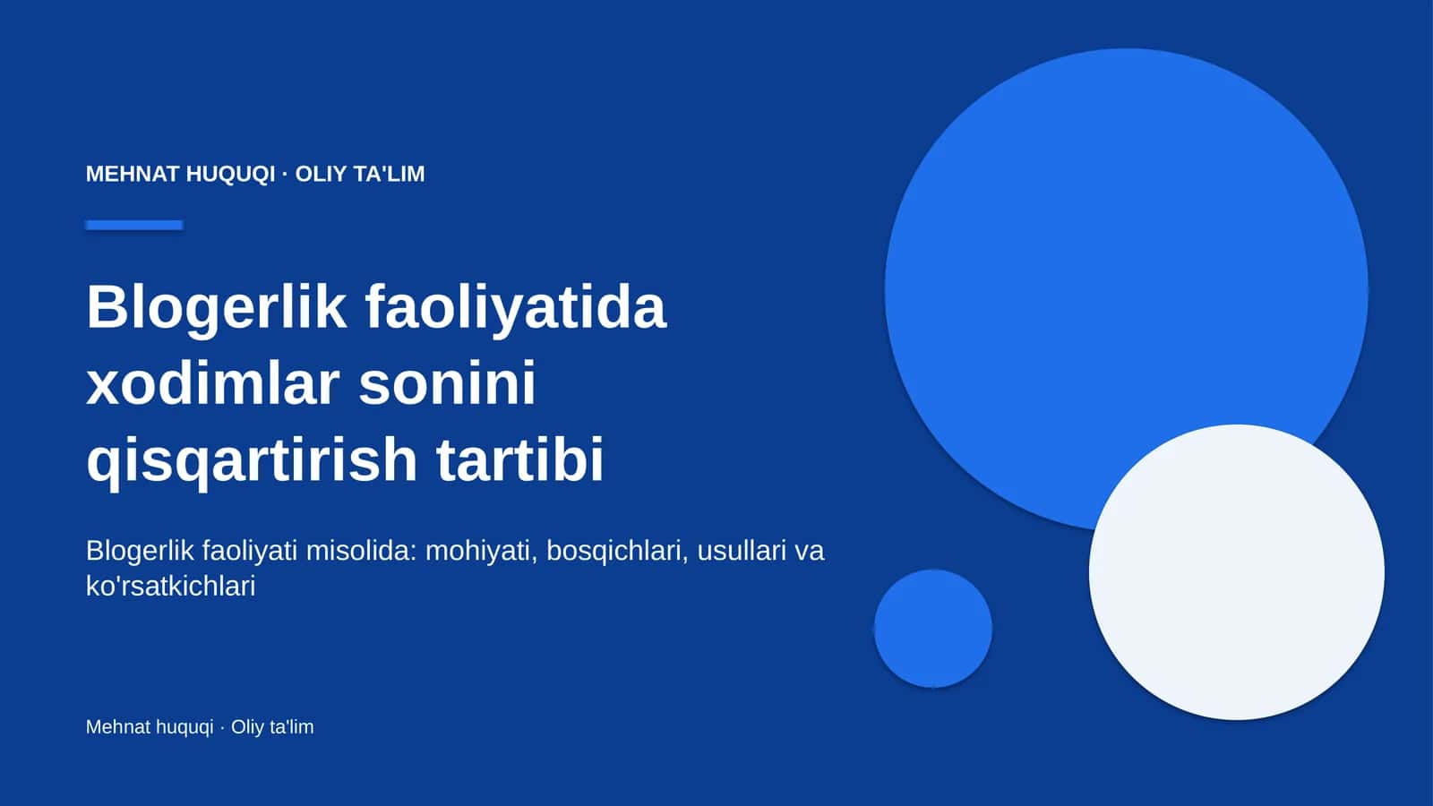 Blogerlik faoliyatida xodimlar sonini qisqartirish tartibi