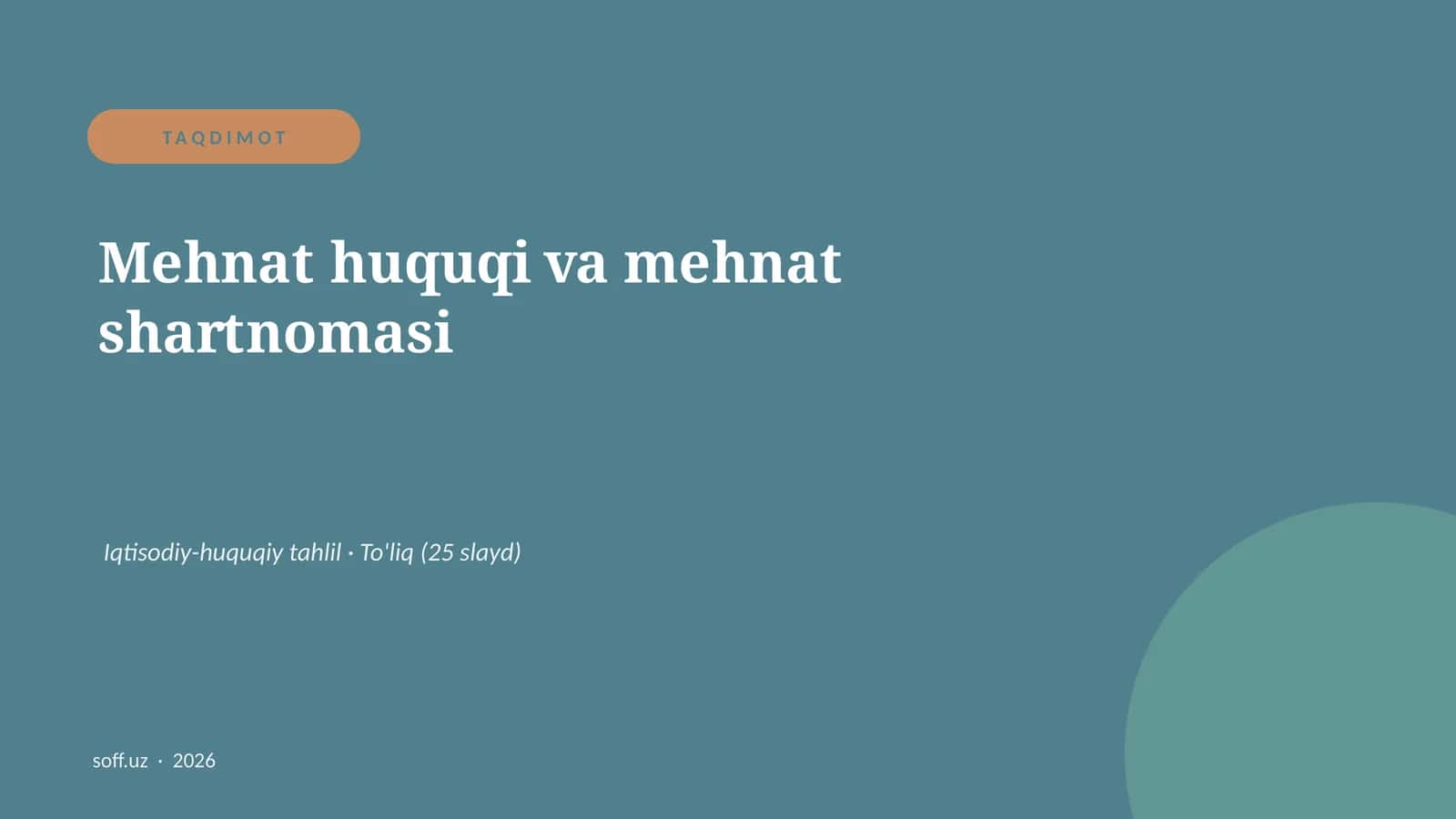Mehnat huquqi va mehnat shartnomasi