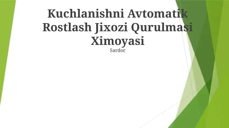Kuchlanishni Avtomatik Rostlash Jixozi Qurulmasi Ximoyasi