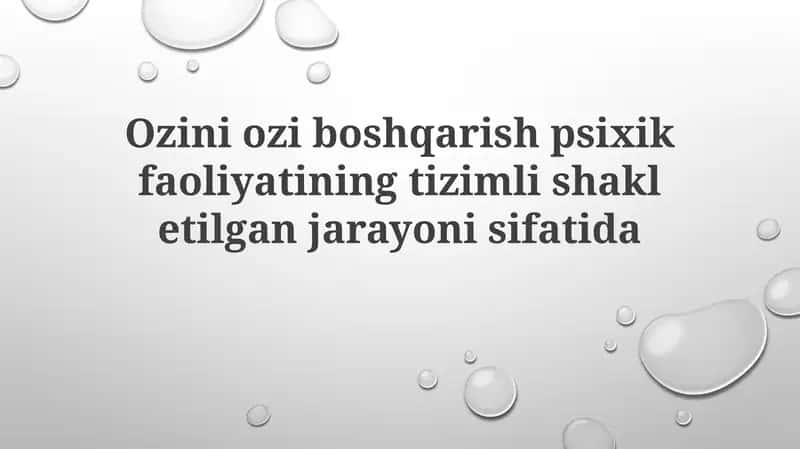 O'z-o'zini tartibga solish