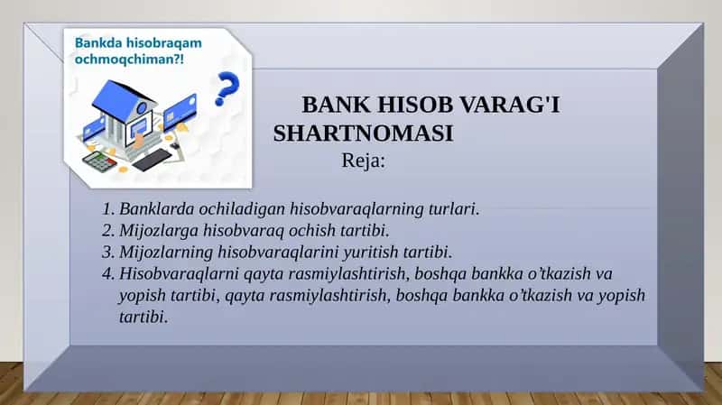 Bank Hisob Varag'i Shartnomasi