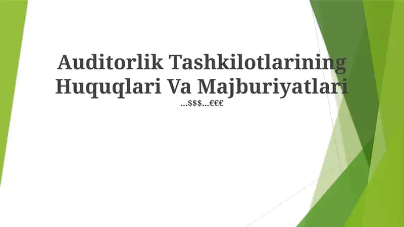 Auditorlik Tashkilotlarining Huquqlari Va Majburiyatlari