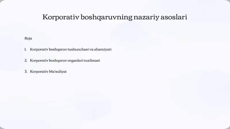 Korporativ boshqaruvning nazariyasoslari