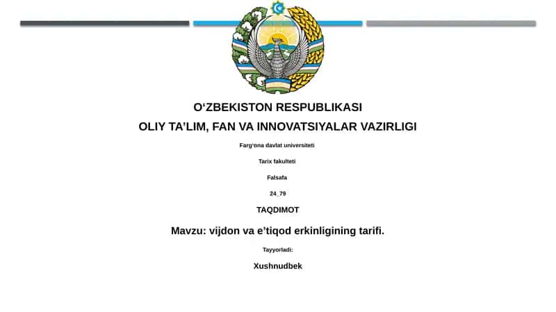 Vijdon va e'tiqod erkinligining tarifi