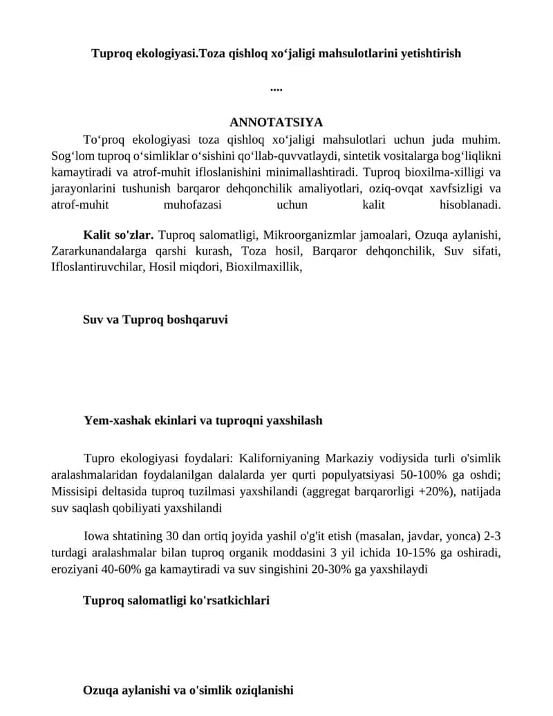 Tuproq ekologiyasi