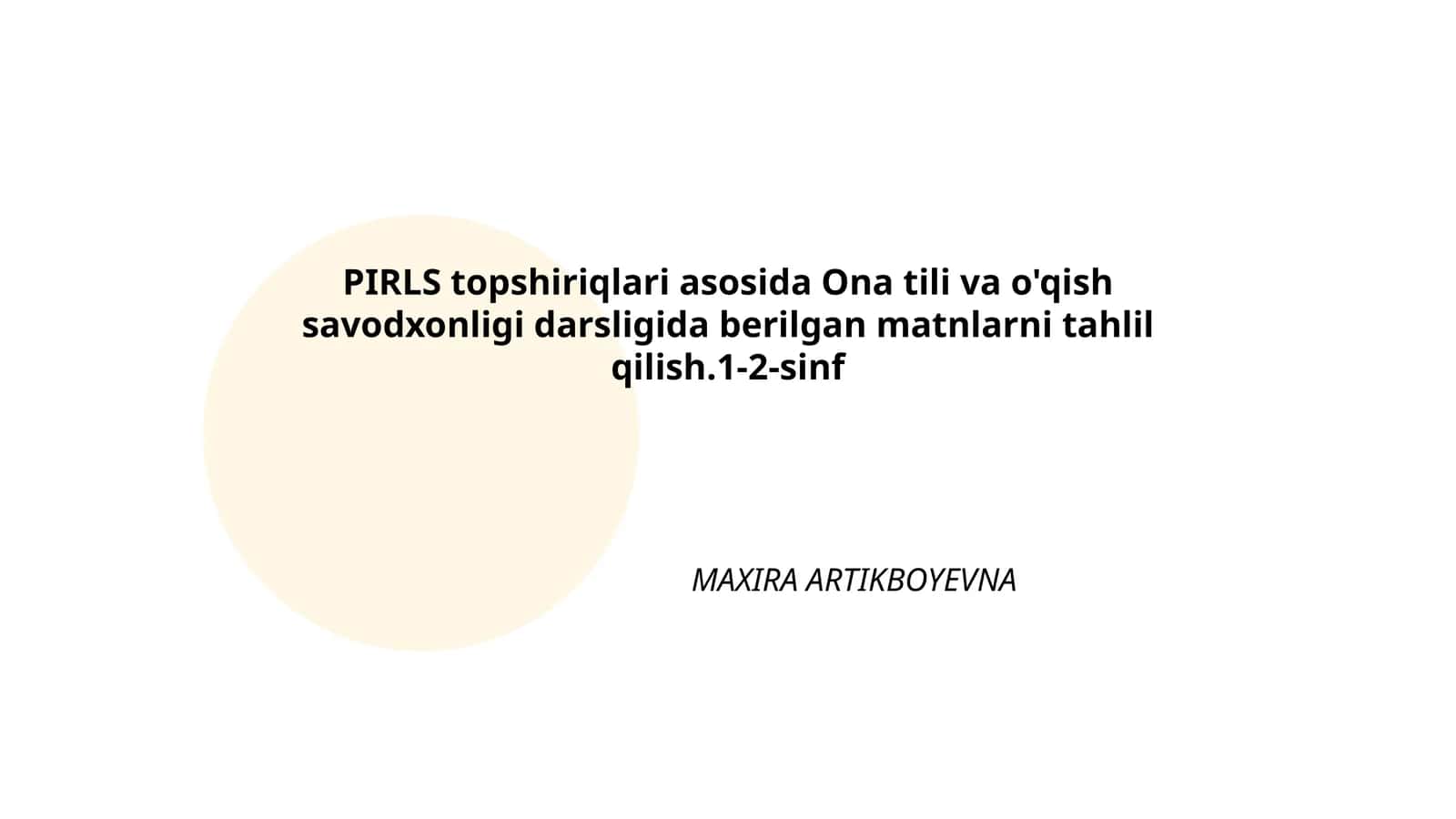 PIRLS topshiriqlari asosida Ona tili va o'qish savodxonligi darsligi