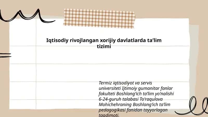 Boshlangʻich taʼlim pedagogikasi fanidan tayyorlagan taqdimoti