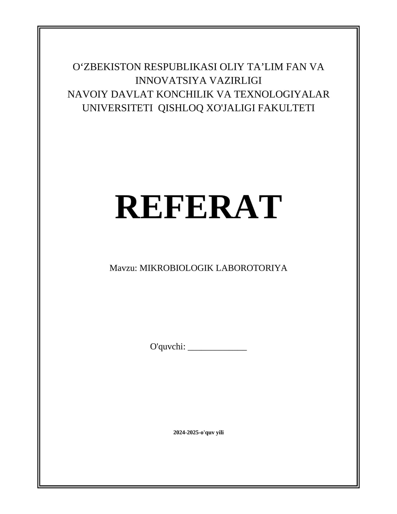 MIKROBIOLOGIK LABOROTORIYA