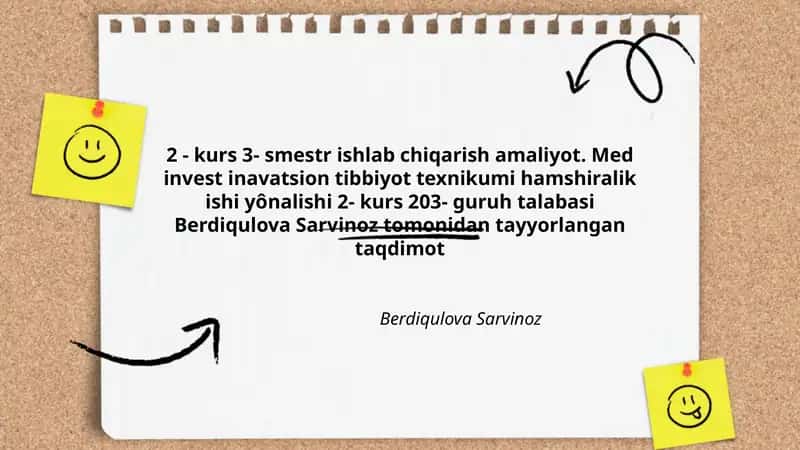 Med invest inavatsion tibbiyot texnikumi hamshiralik ishi