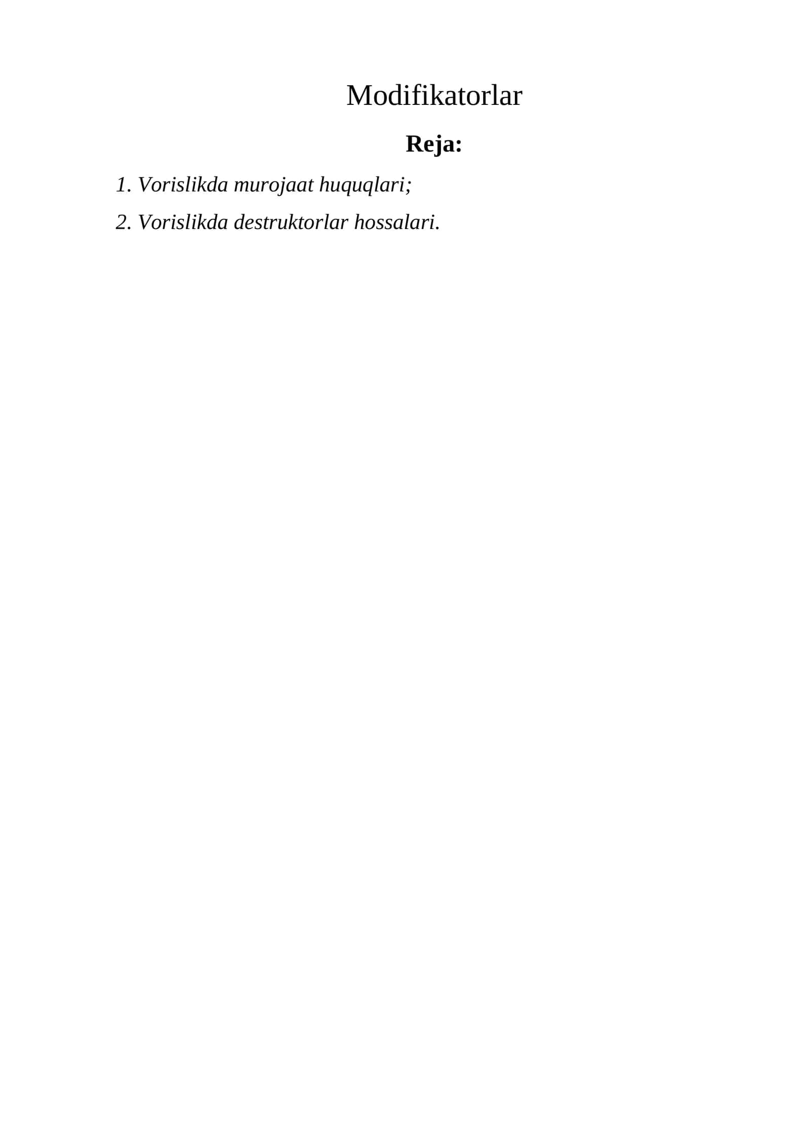 Modifikatorlar