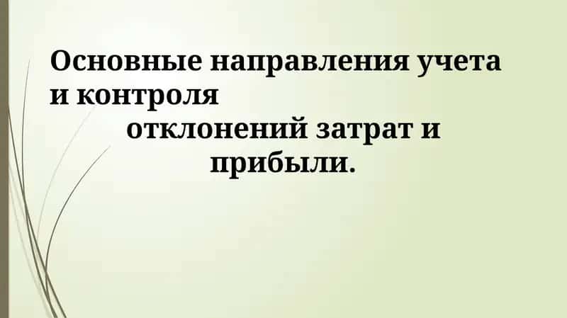 Учет и контроль отклонений затрат и прибыли
