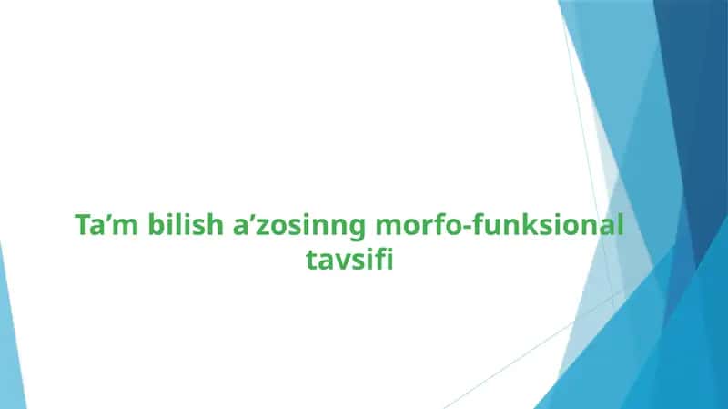 Ta’m bilish a’zosinng morfo-funksional tavsifi