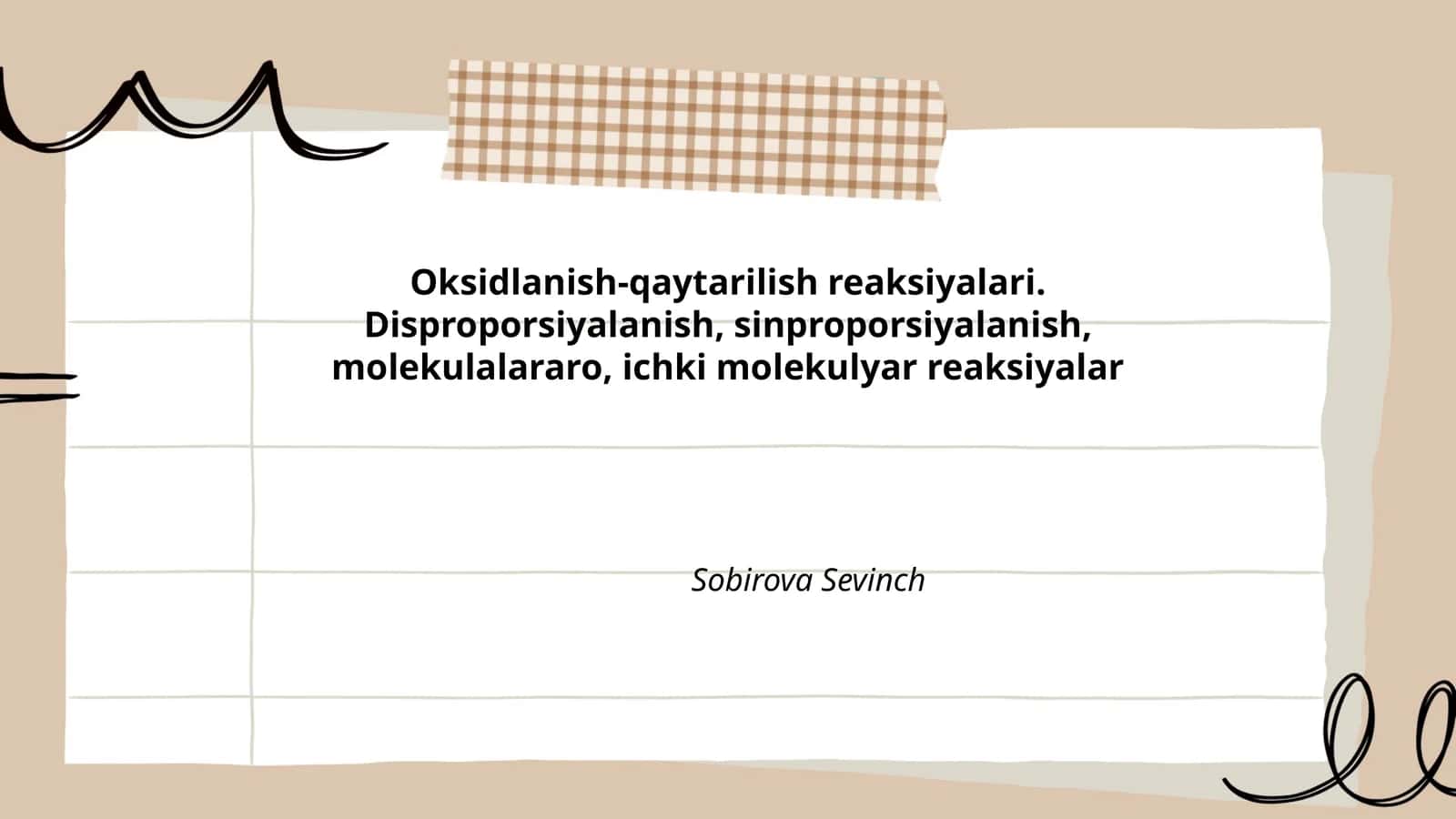 Oksidlanish-qaytarilish reaksiyalari. Disproporsiyalanish, sinproporsiyalanish, molekulalararo, ichki molekulyar reaksiyalar