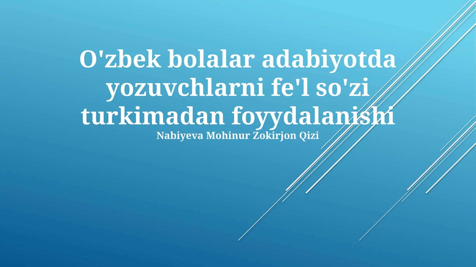 O'zbek Adabiyotida Fe'l Shakillari