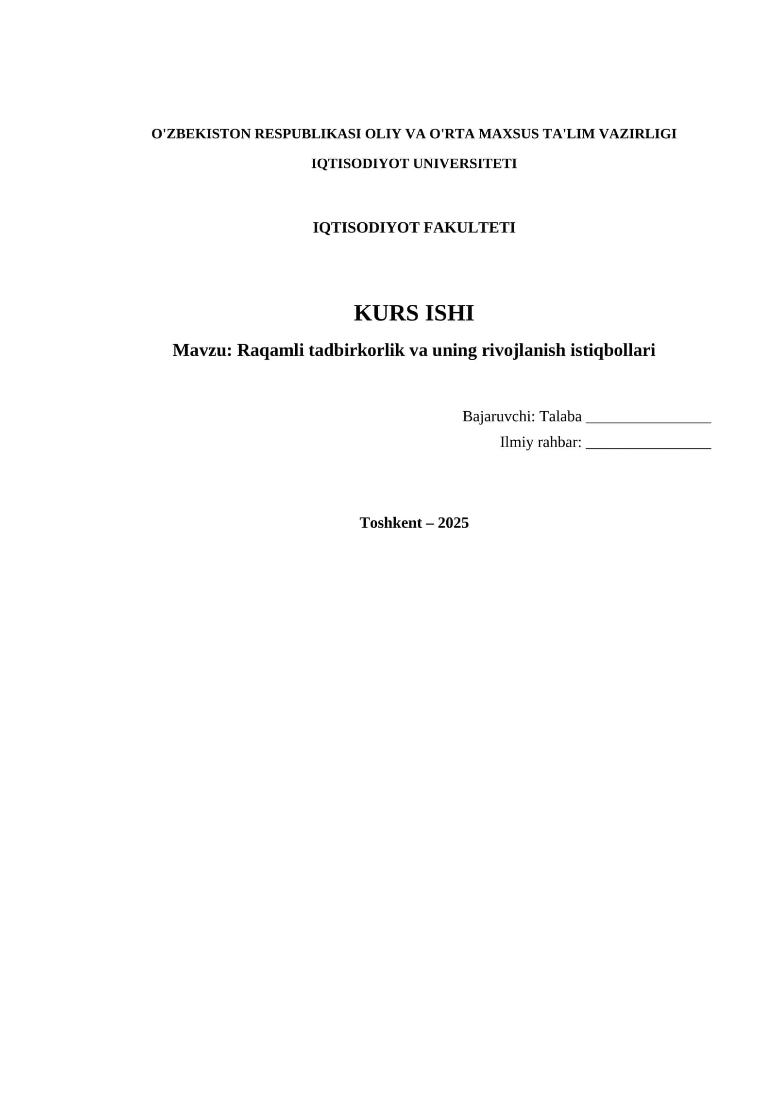Raqamli tadbirkorlik va uning rivojlanish istiqbollari