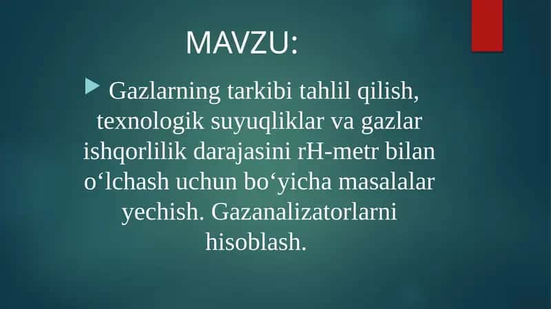 Gazlarning tarkibi tahlil qilish