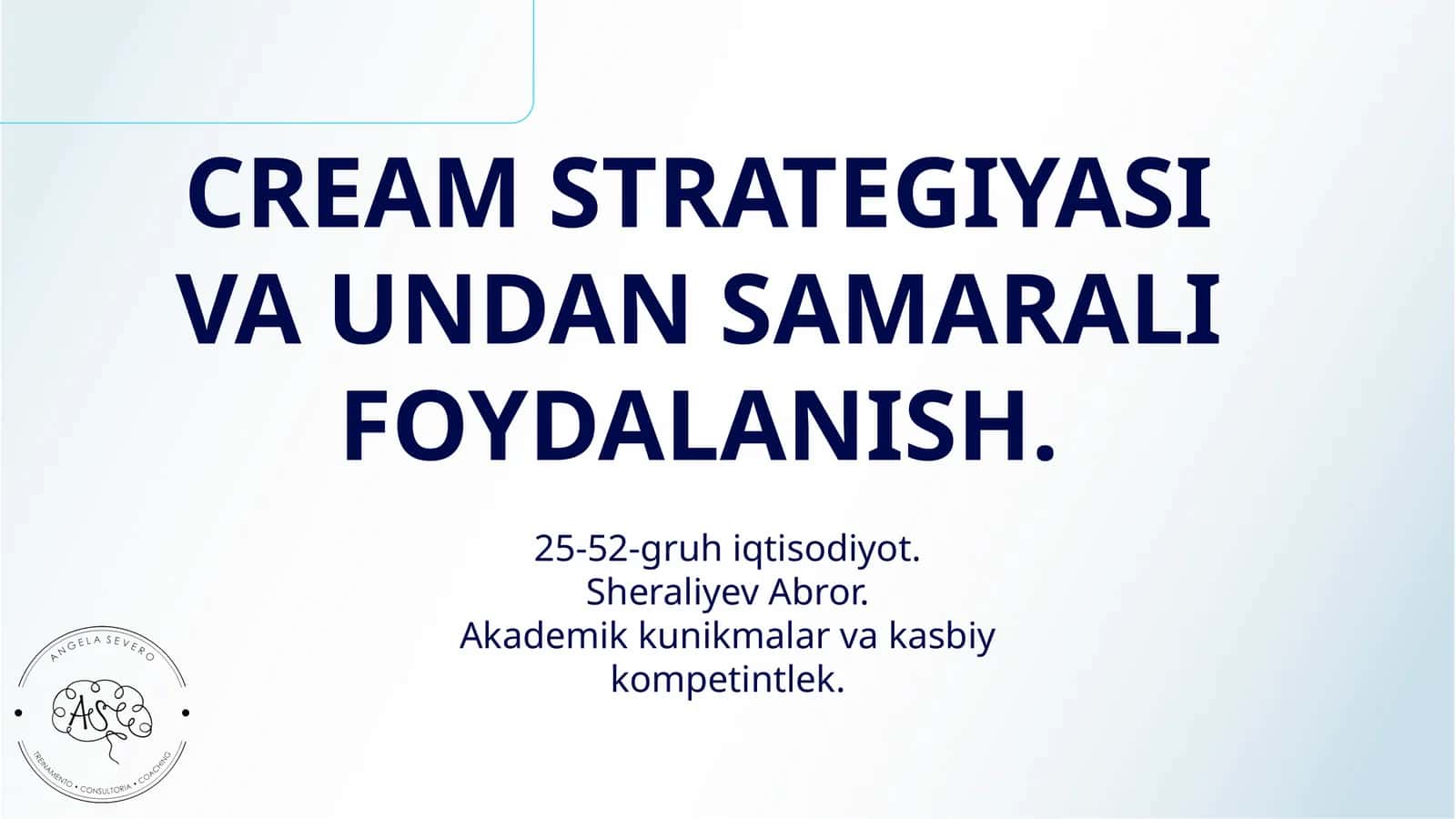 CREAM STRATEGIYASI VA UNDAN SAMARALI FOYDALANISH