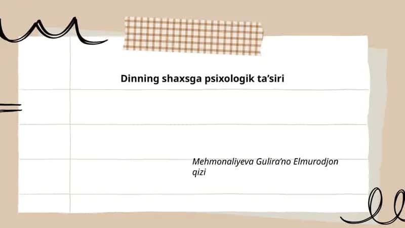 Dinning shaxsga psixologik ta’siri