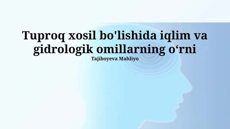 Tuproq xosil bo'lishida iqlim va gidrologik omillarning o‘rni