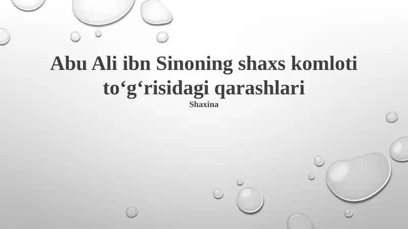 Abu Ali ibn Sinoning shaxs komloti