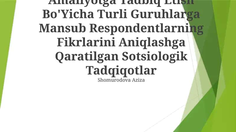 Integratsiyalshgan Ta'limni Amaliyotga Tadbiq Etish Bo'Yicha Turli Guruhlarga Mansub Respondentlarning Fikrlarini Aniqlashga Qaratilgan Sotsiologik Tadqiqotlar