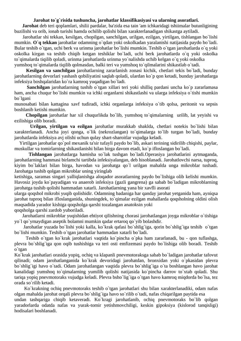 Jarohatlar asoslari