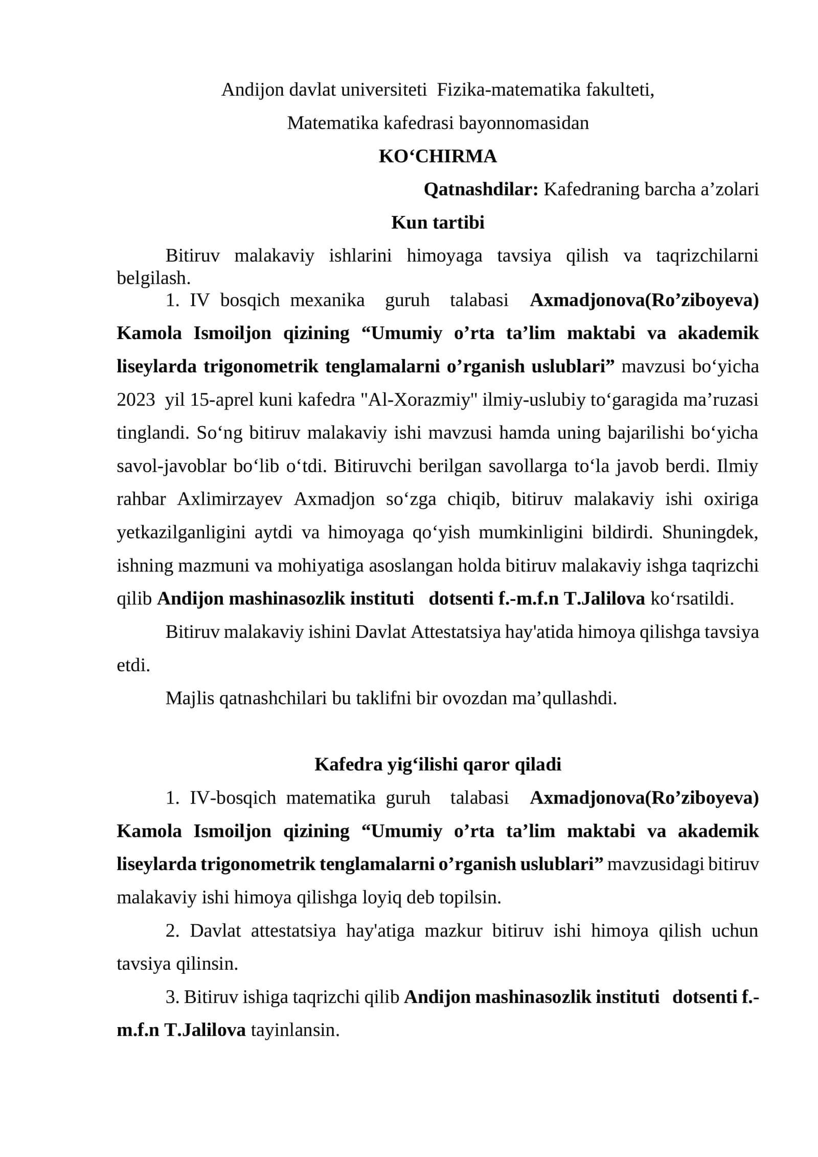"Umumiy o'rta ta'lim maktabi va akademik liseylarda trigonometrik tenglamalarni o'rganish uslublari"