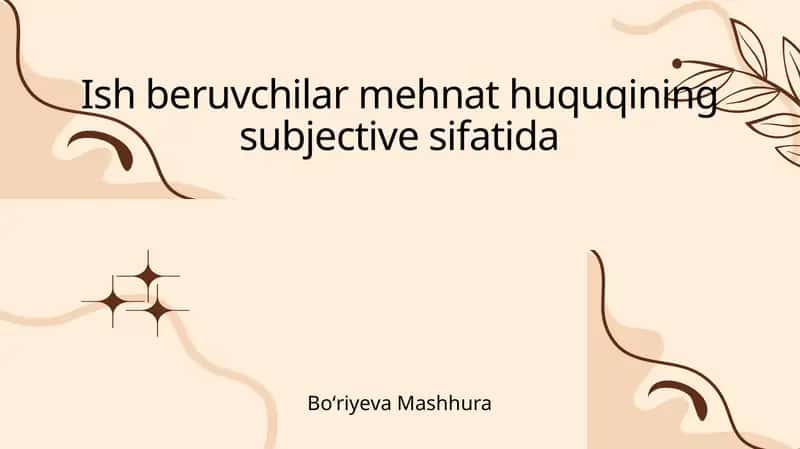 Ish beruvchilar mehnat huquqining subjective sifatida