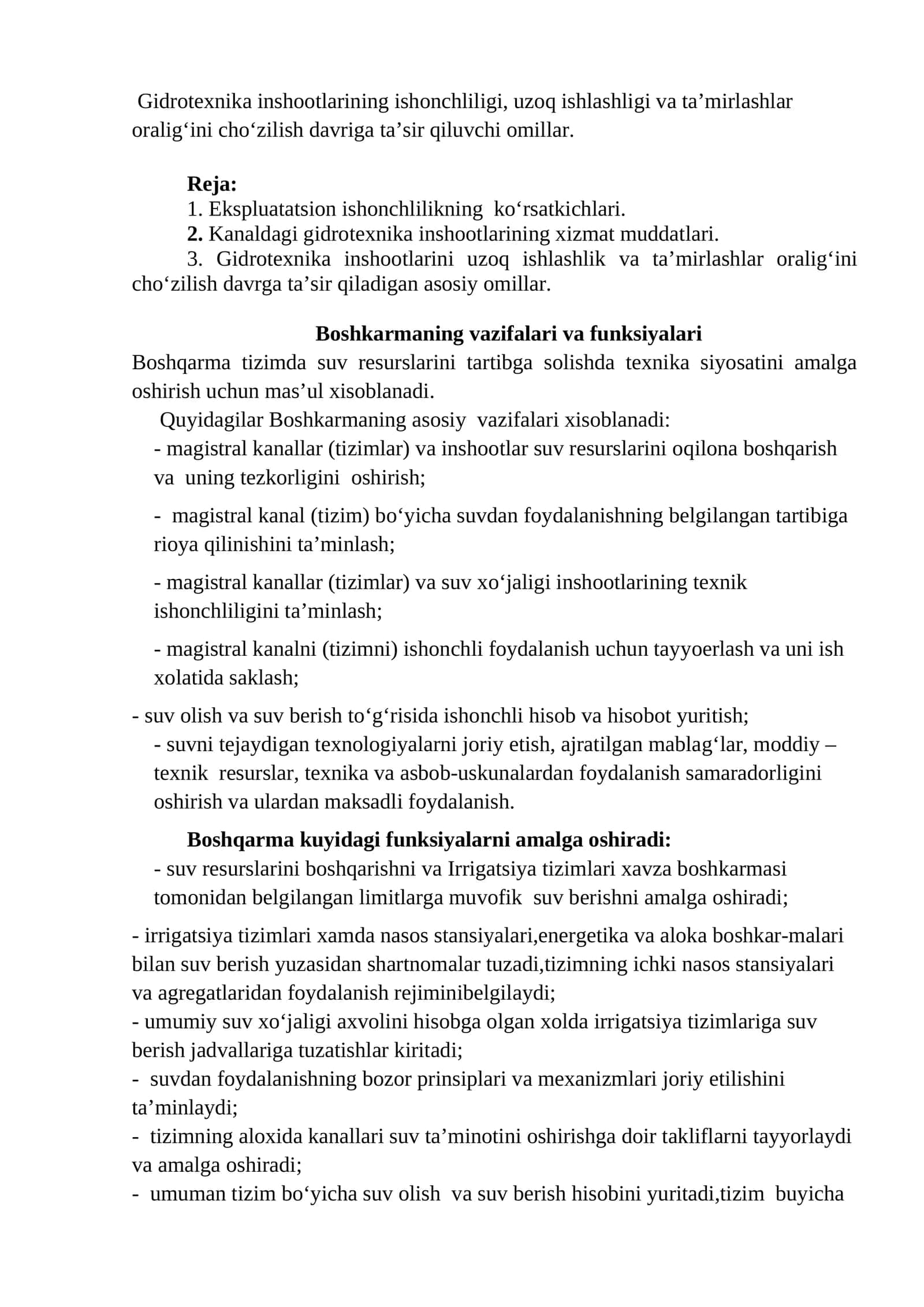 Gidrotexnika inshootlarining ishonchliligi