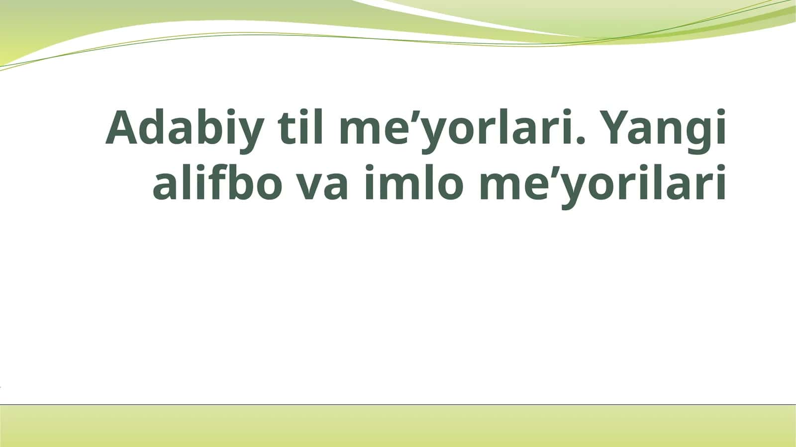 Adabiy til meʼyorlari. Yangi alifbo va imlo meʼyorilari