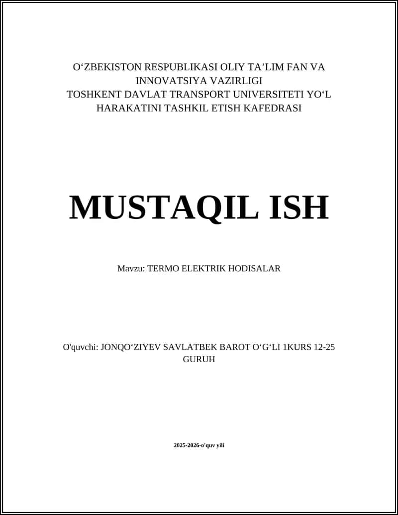TERMO ELEKTRIK HODISALAR