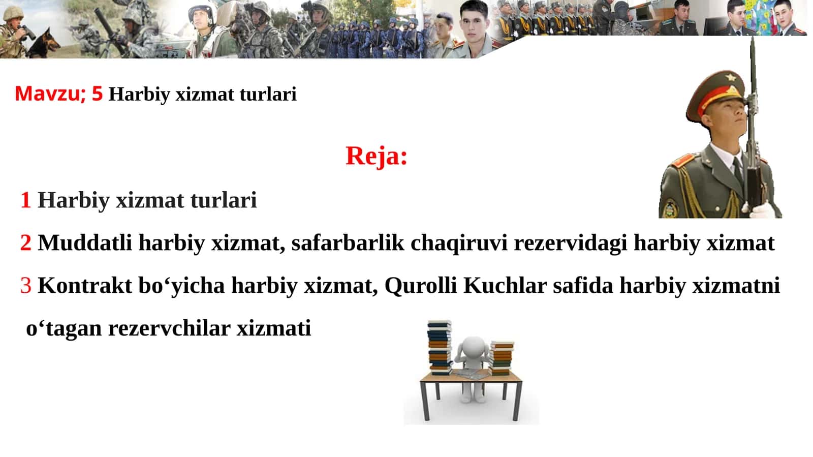 5Harbiy xizmat turlari