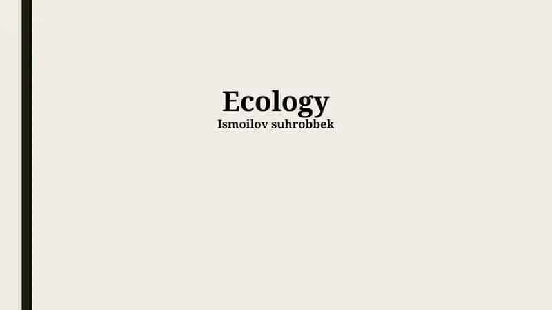 Ecology