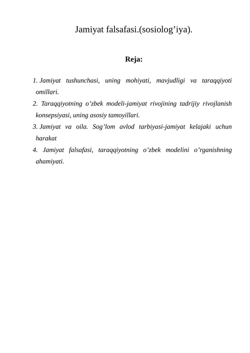 Jamiyat falsafasi. (sosiolog’iya)