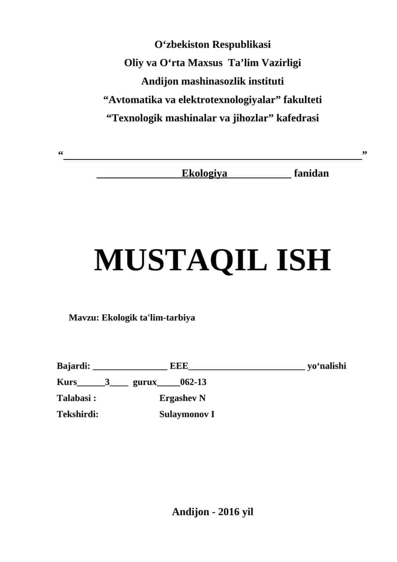 Ekologik ta'lim-tarbiya
