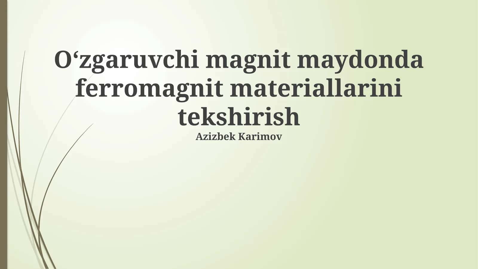 Oʻzgaruvchi magnit maydonda ferromagnit materiallarini tekshirish