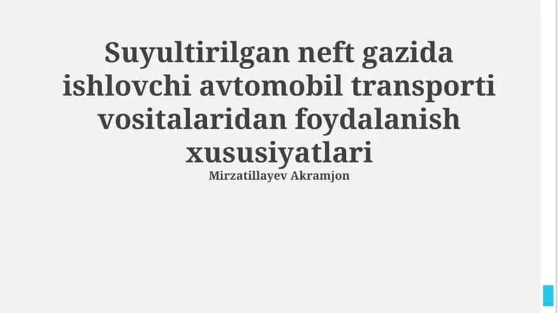Tozalangan Tabiiy Gazning Ishlab Chiqarish va Ta'minoti