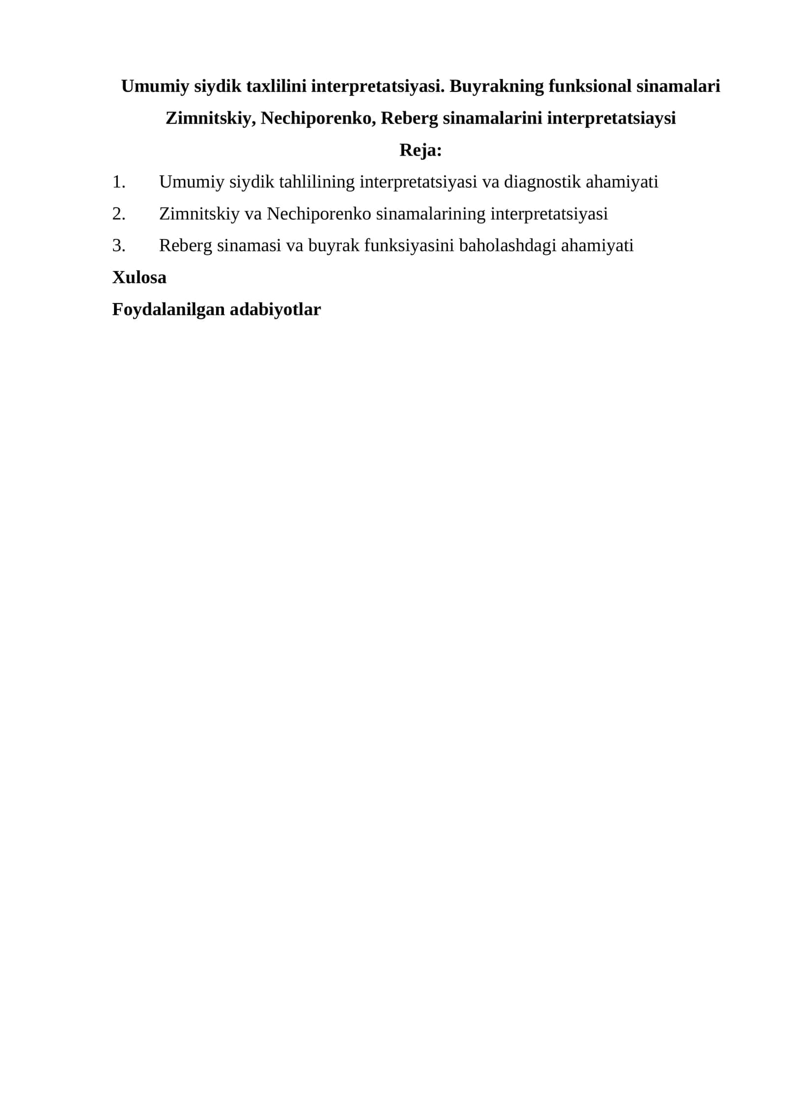 Umumiy siydik taxlilini interpretatsiyasi