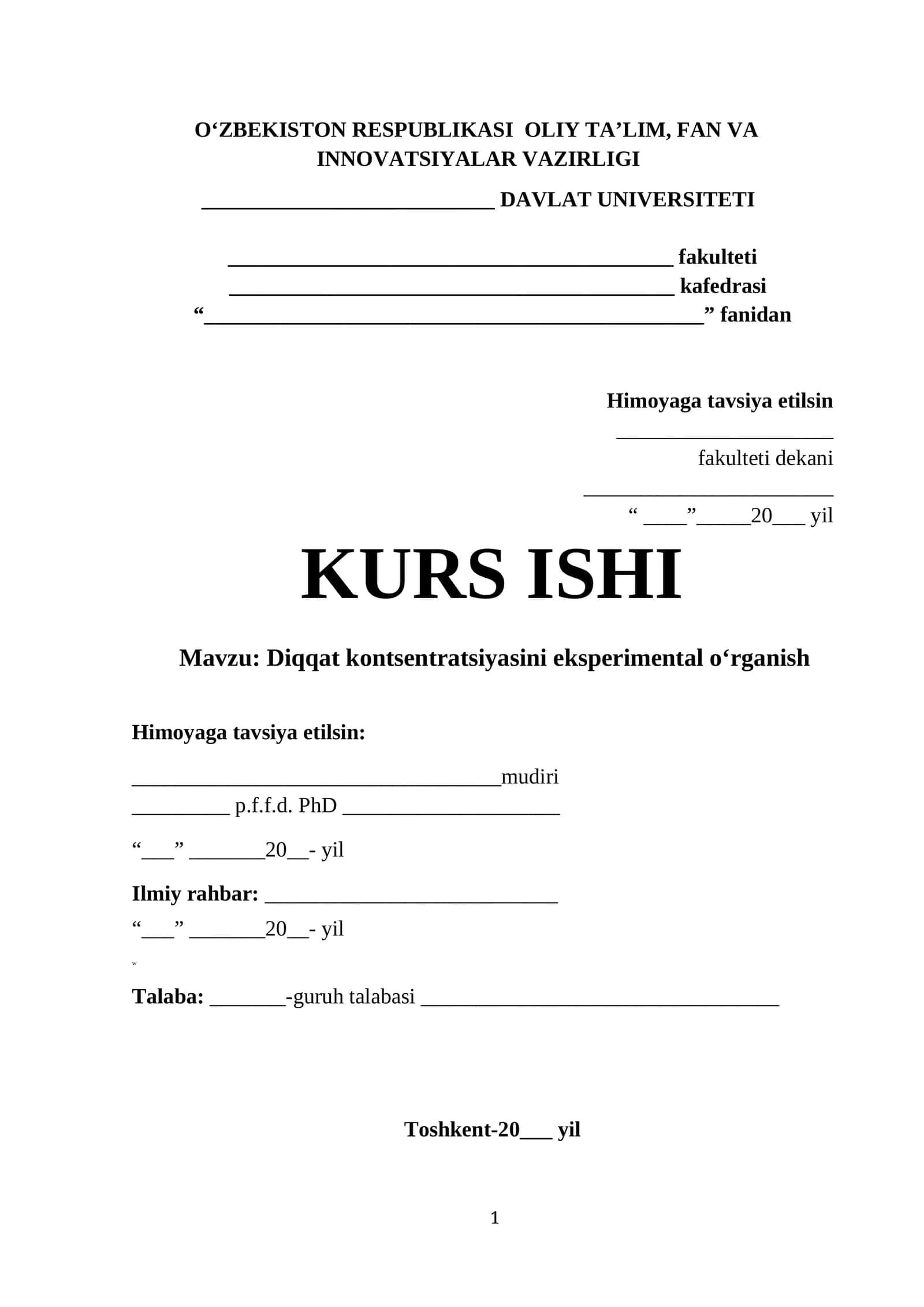 Diqqat kontsentratsiyasini eksperimental o‘rganish