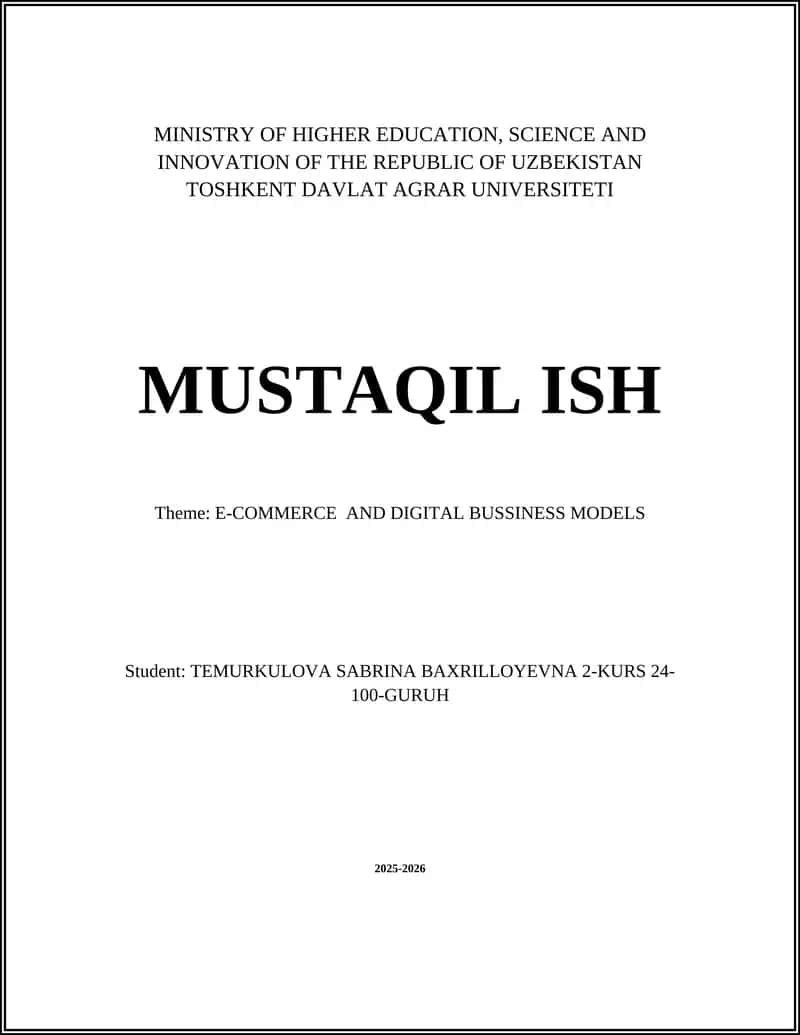 E-commerce and Digital Business Models