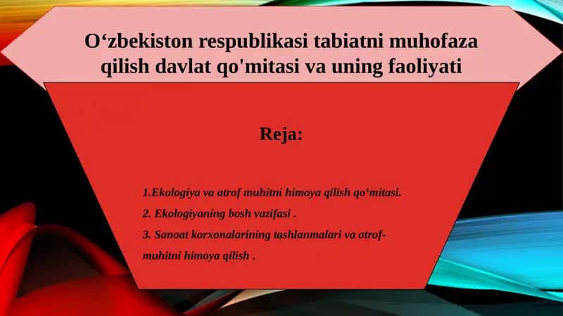 O‘zbekiston respublikasi tabiatni muhofaza qilish davlat qo'mitasi va uning faoliyati
