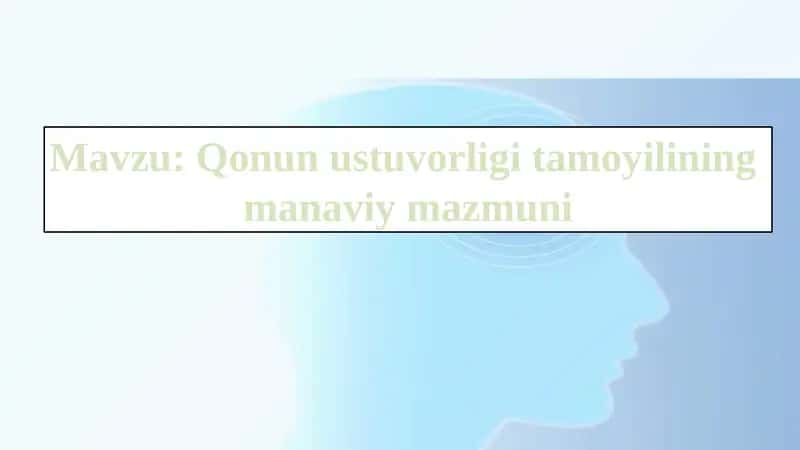 Qonun ustuvorligi tamoyilining manaviy mazmuni