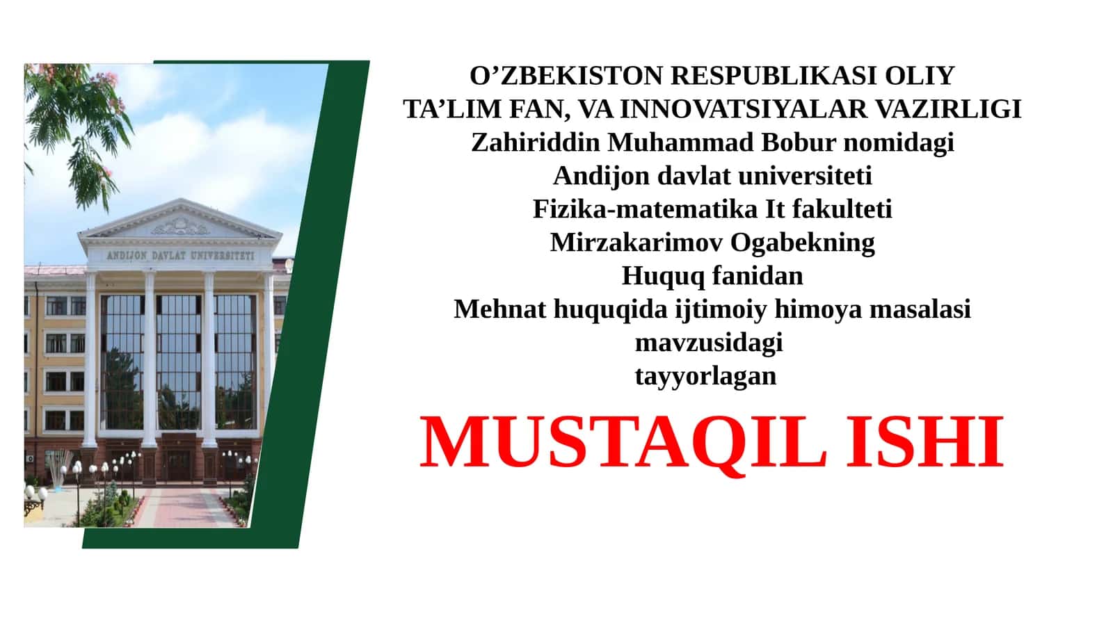 Mehnat huquqida ijtimoiy himoyaning nazariy-huquqiyasoslari