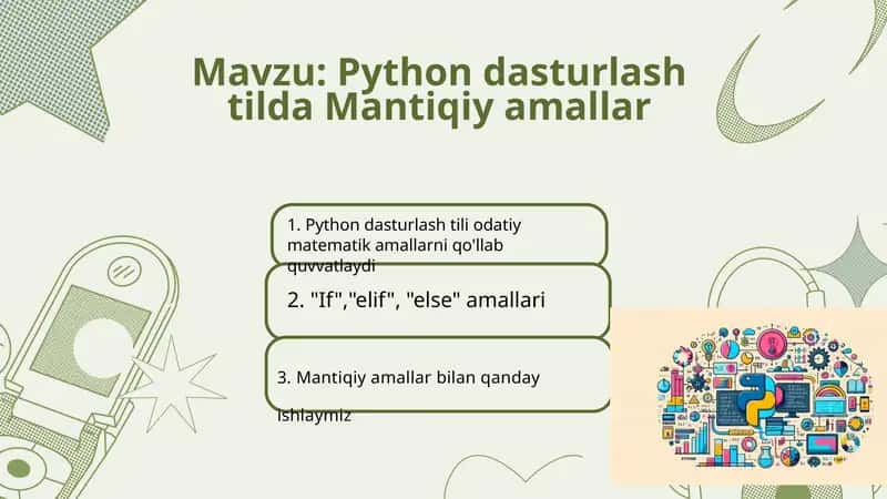 Python dasturlash tilda Mantiqiy amallar
